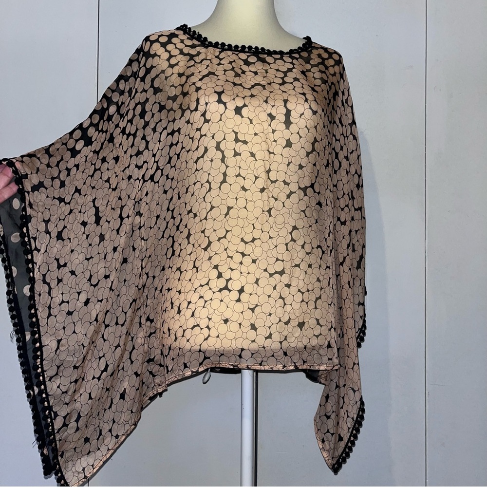 Trinity 100% Silk Polka Dot Semi Sheer Poncho
